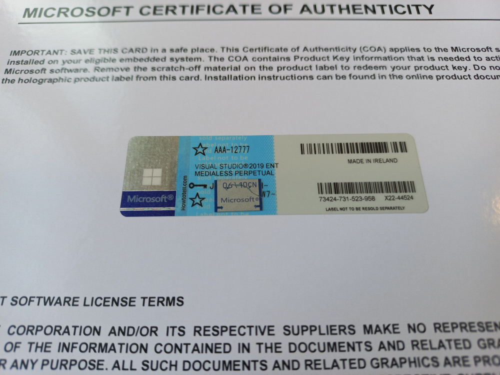 Microsoft Visual Studio 2019 Enterprise CoA AUTHENTIC License AAA-12777