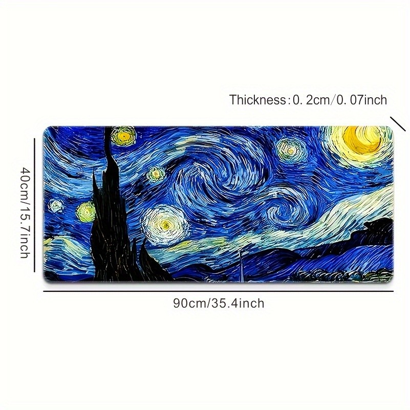 40*90cmVan Gogh Starry Night Oversized Mouse Pad, Rectangular Design, Non-Slip D