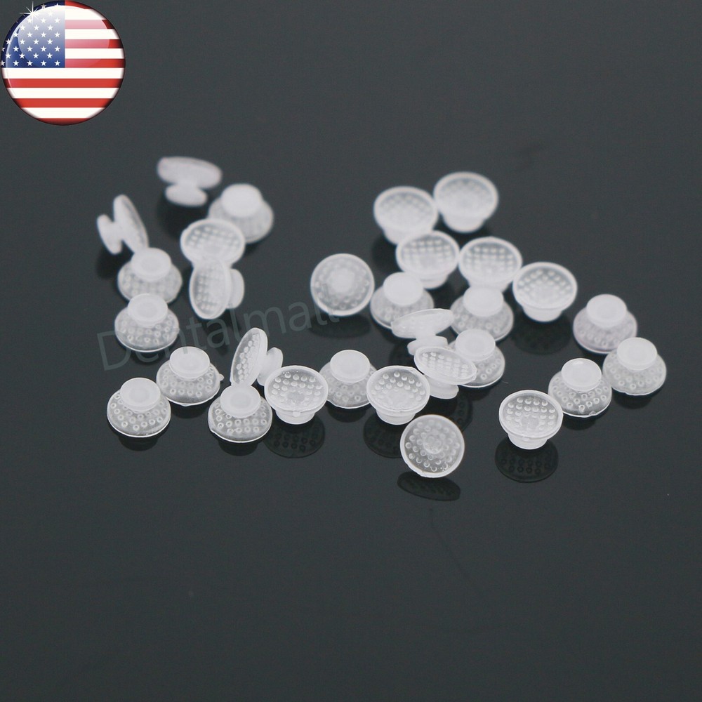 US 100Pcs Dental Orthodontic Ceramic Lingual Button Clear Bondable Mesh Base