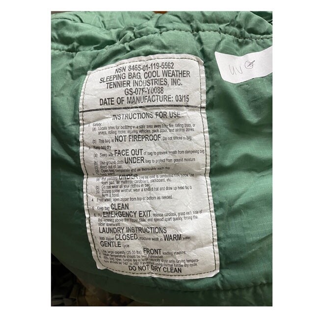 Sleeping Bag Forestry Service Cold Weather - Used Good