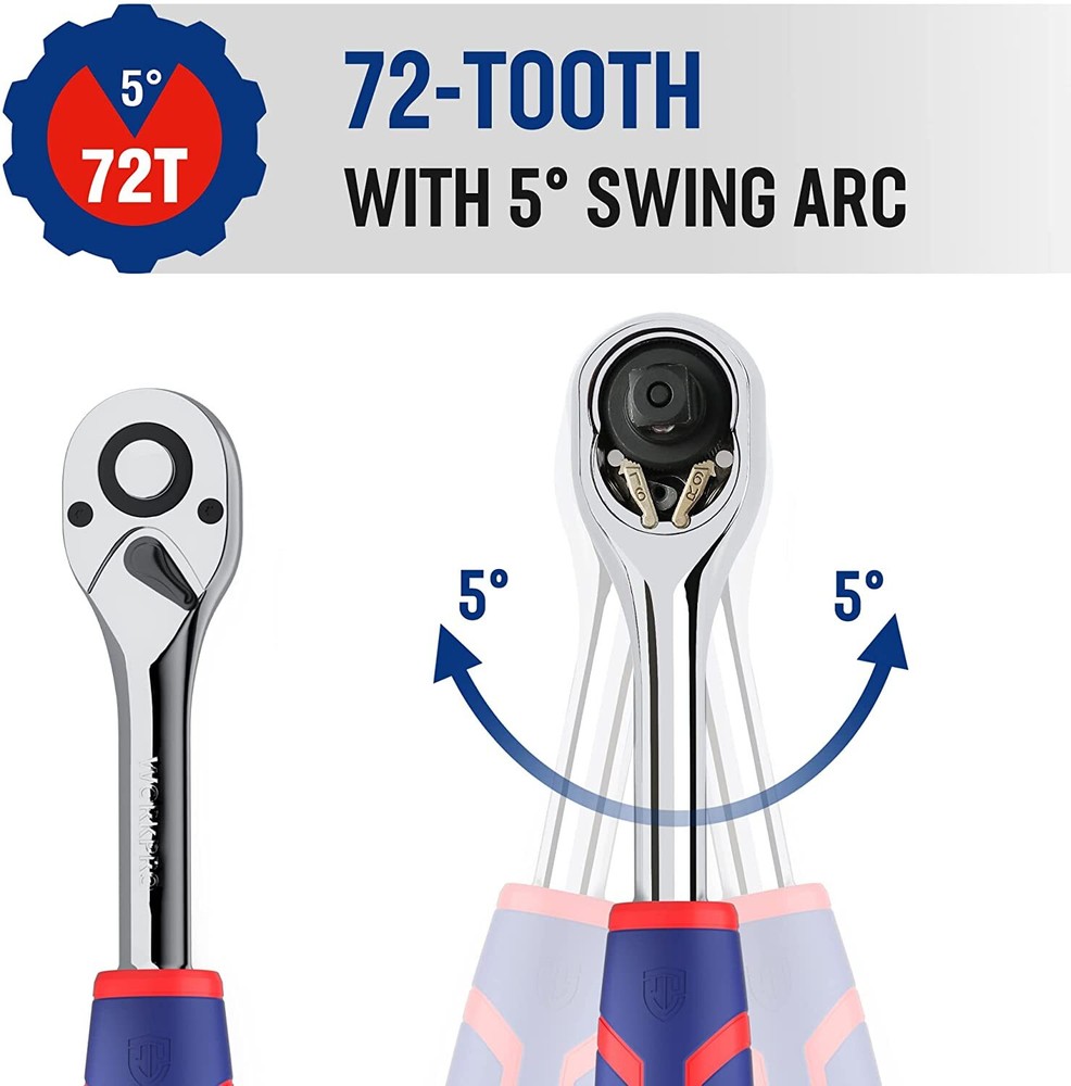 WORKPRO 1/4 Drive Ratchet Wrench 72-Tooth Quick-Release 1/4 Drive Ratchet Handle