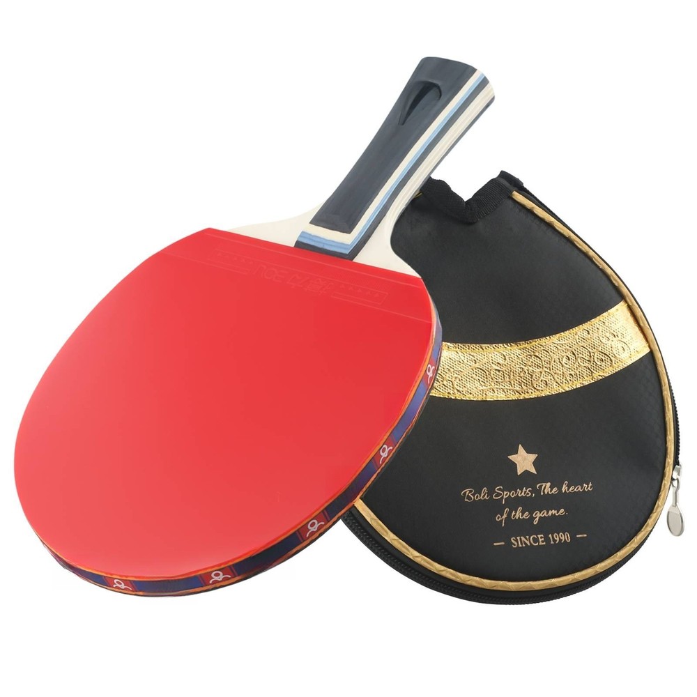 Bat Table Tennis Racket Long Handle Reverse Glue Strong Spin Wood+Rubber