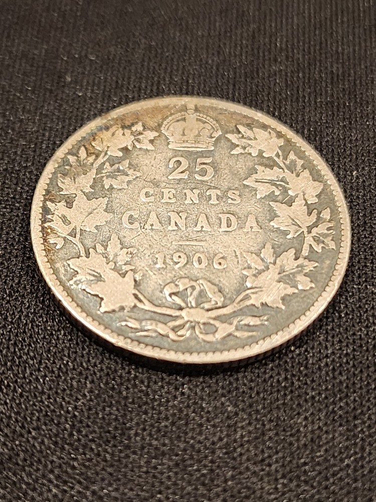 1906 Canada 25 Cents Silver Coin
