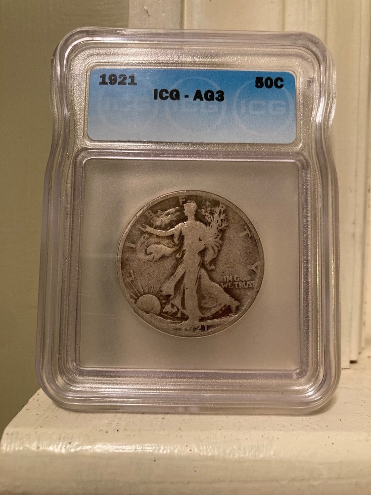 1921 walking liberty half dollar ICG AG3