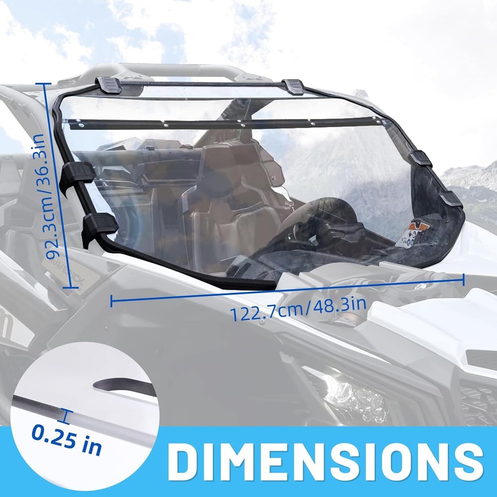 X3 Front Windshield Scratch Resistant for Can-Am Maverick X3 / 3 MAX 2017-2023