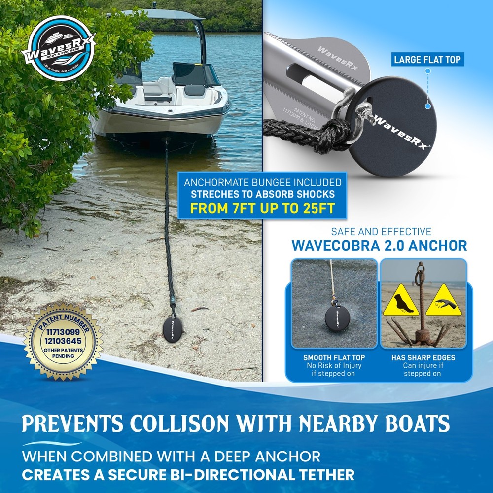 18 WaveCobra Anchor + (7 -25 ) AnchorMate Bungee Bundle