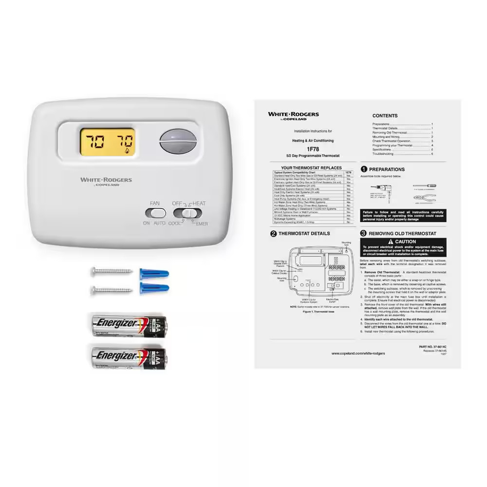 White-Rodgers 70 Series Classic, 5 + 2 Programmable, Single Stage (1H/1C) Thermo