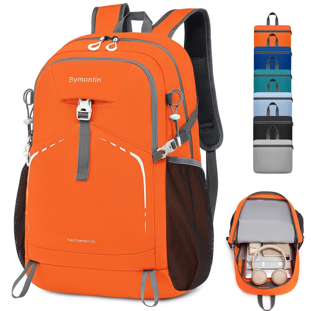 35L Lightweight Packable Backpack Durable Foldable Daypack Travel Gym Orange