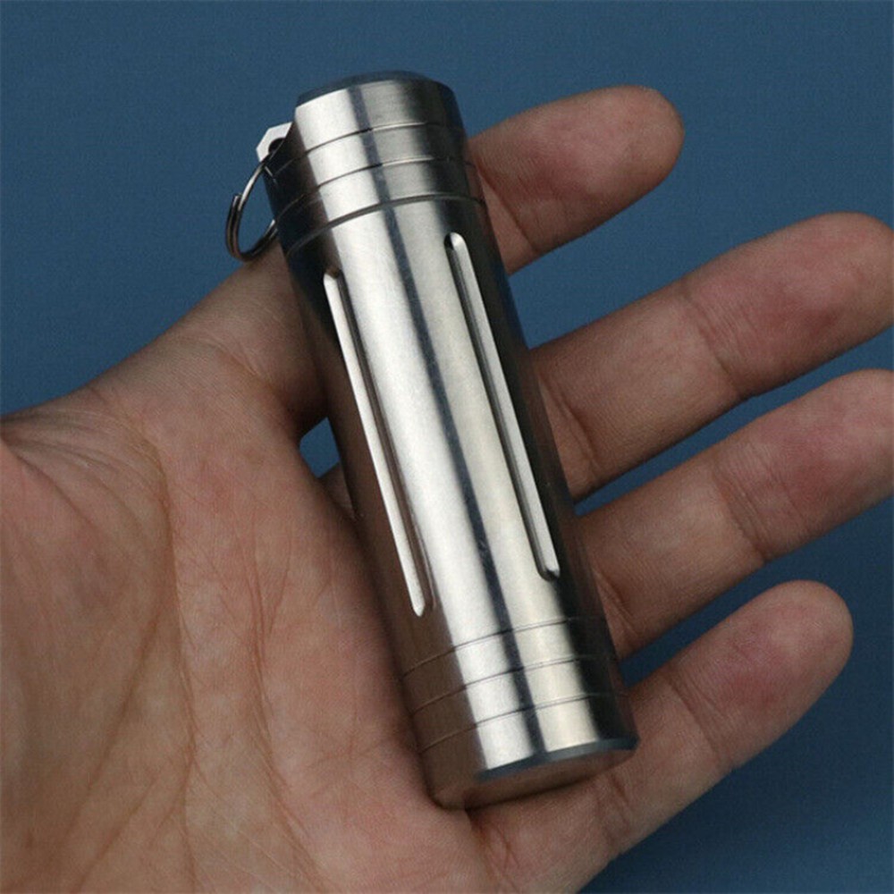 EDC Titanium Alloy Waterproof Case Portable Pill Medicine Capsule Storage Tools