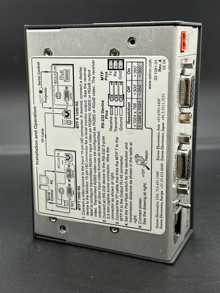 Extron MTP Series MTP T 15HD RS Transmitter Versa Tools