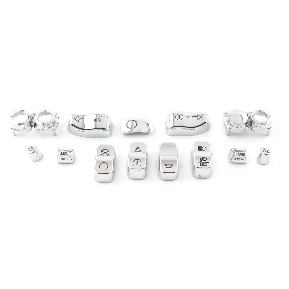 13pcs Chrome Hand Control Switch Housing Button Cap For Harley Touring 2014-2023