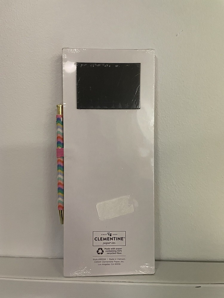 Clementine 100 Sheets 5 Color Wave Graphic Notes With Pen Magnetic Note Pad