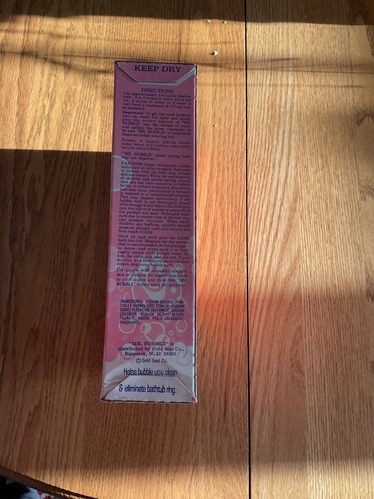 Vintage MR. BUBBLE (Gold Seal Co.) Unopened Box