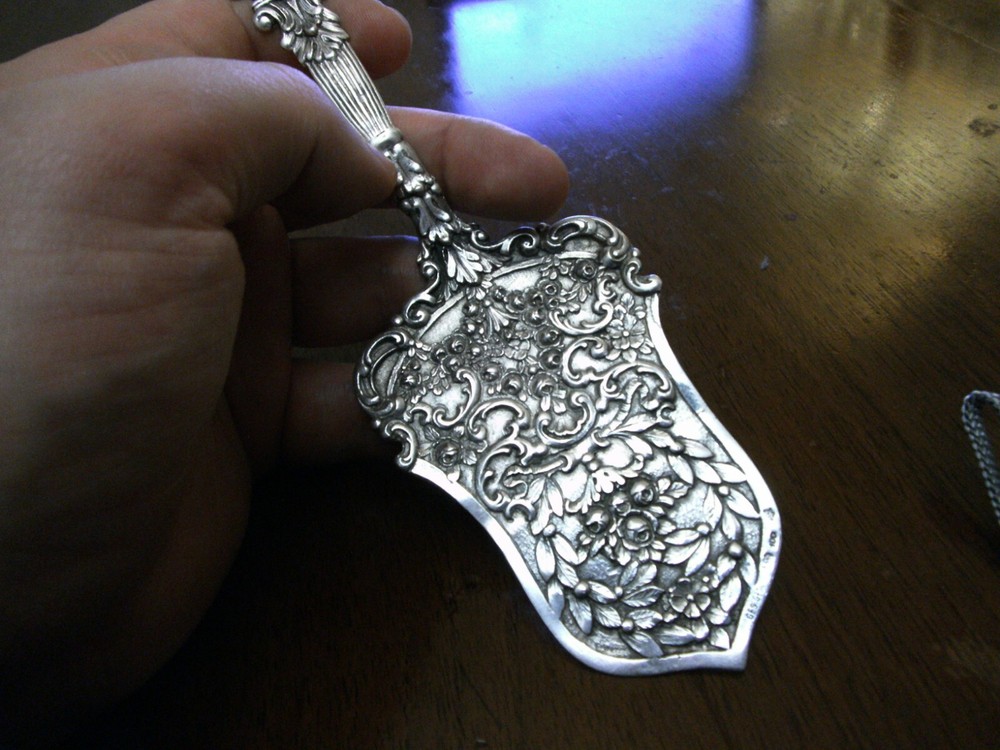 Large Antique Decorated 800 Silver Cake / Pie Server Germany c 1890 19th Cent