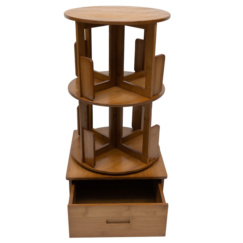 Removable Swivel Bookcase Holder 8-Compartments Storage Table Bedside Table NEW
