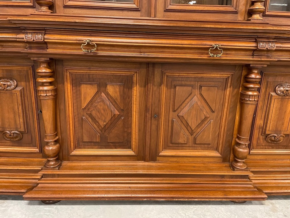 1900 Walnut Renaissance Style Bookcase