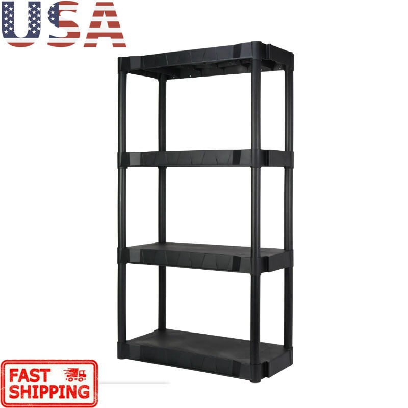 Plastic Shelf Shelving Home Storage Garage Basement Easy Assembly Sturdy Durable