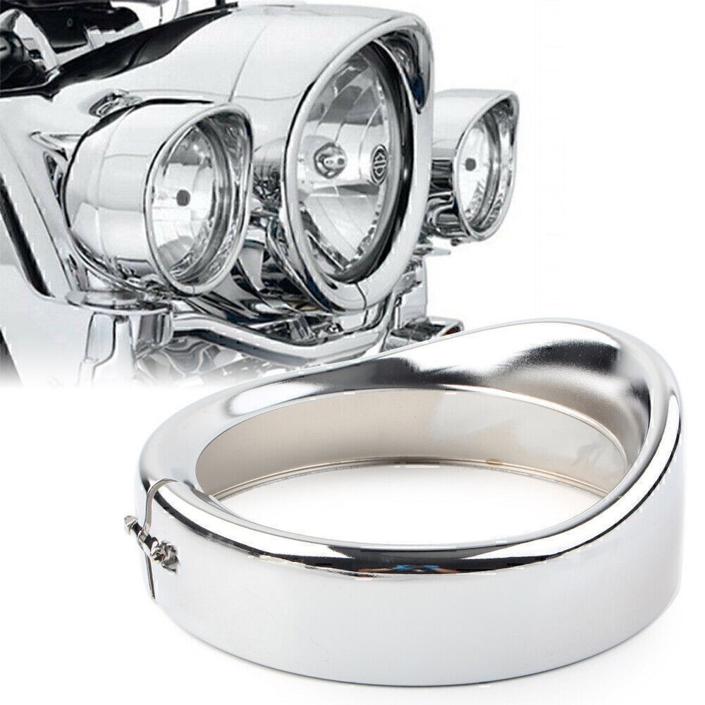 Chrome7" Headlight Trim Light Ring Visor Bezel for Harley Road King Softail FLST