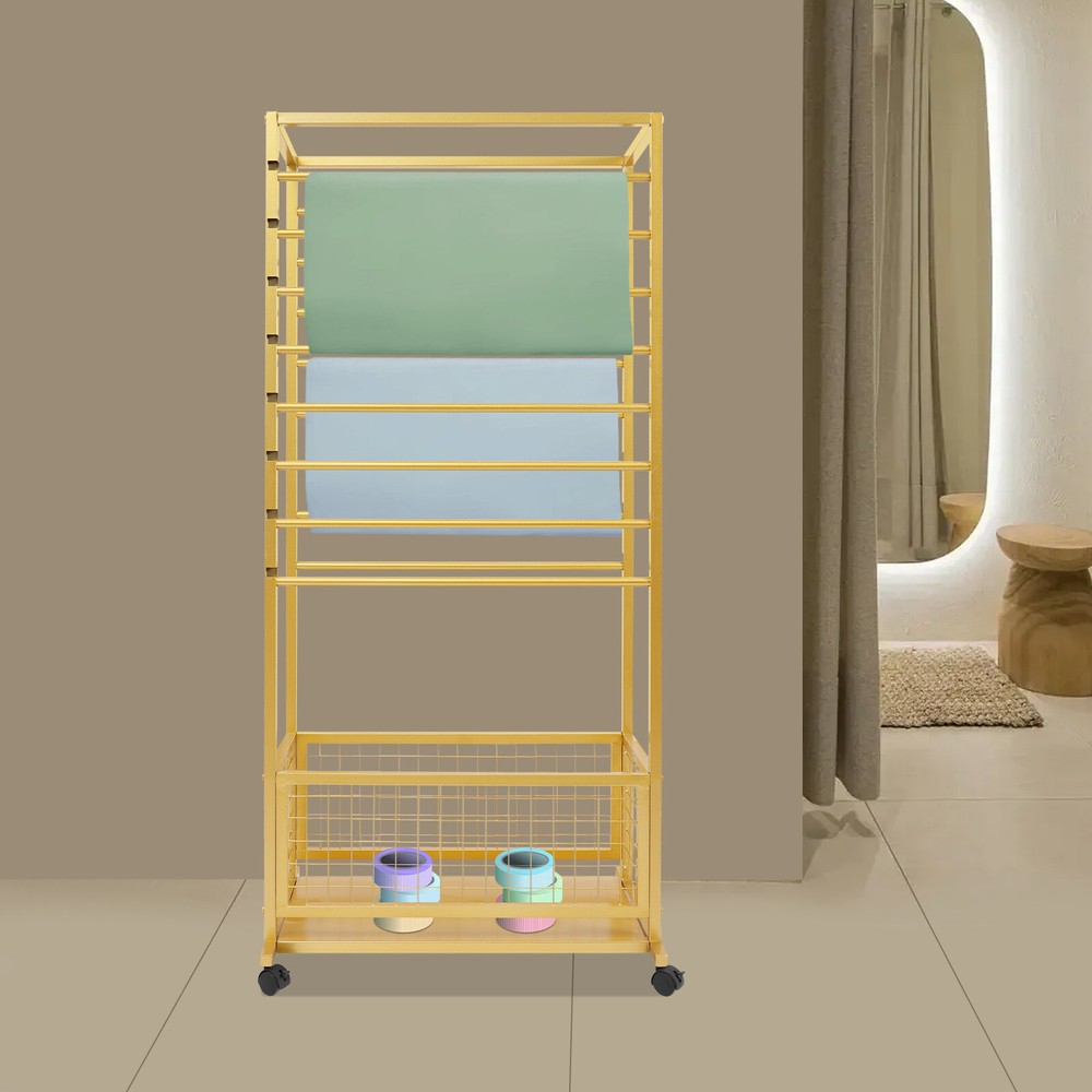 16-Tier Organizer Rack Storage Shelf Ribbon Display Rack W/ 4 Wheels 67*33*150cm