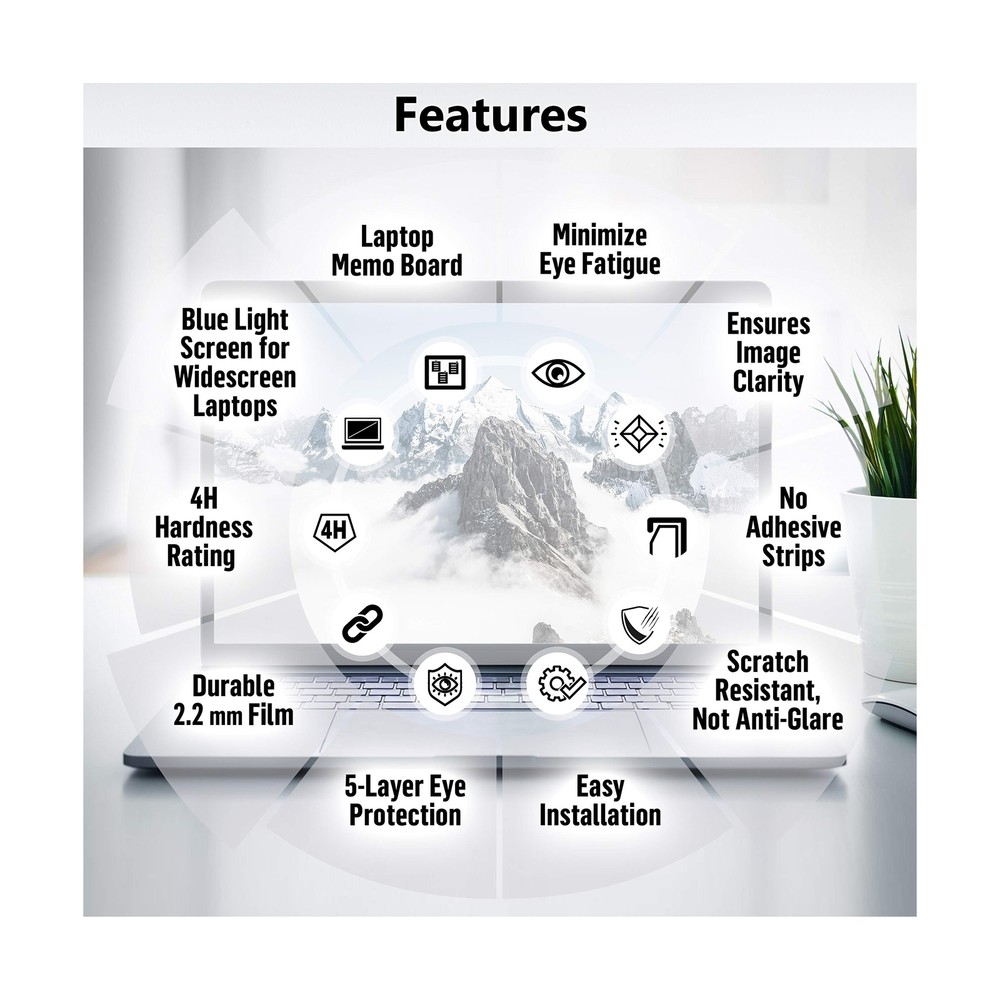 Blue Light Blocking Screen Protector Panel for 15.6 inch Diagonal LED PC Lapt...