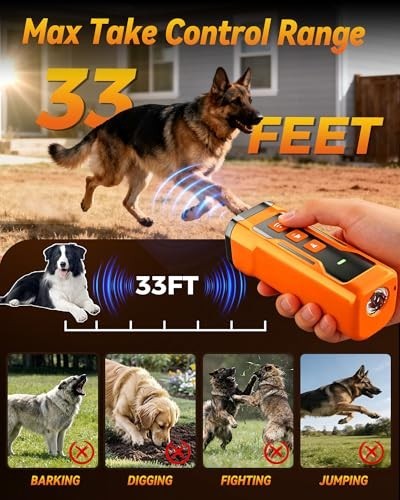 Ultrasonic Dog Bark Deterrent - 6 Modes, 33FT Range, Anti-Barking Training Devic