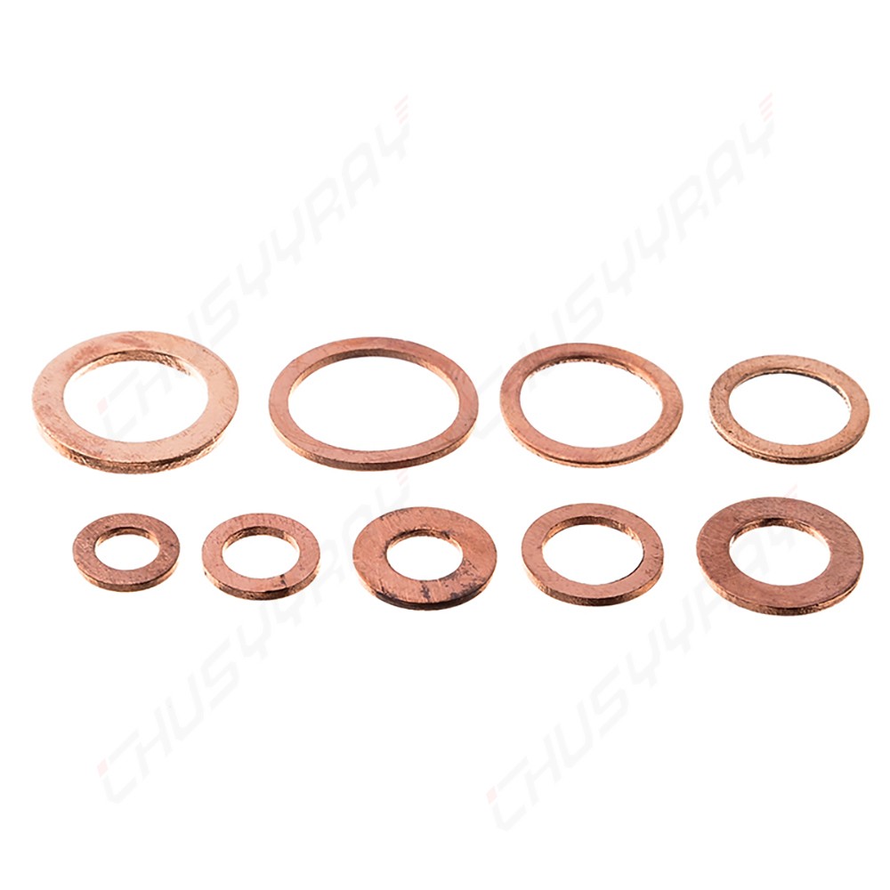 200pcs Flat Copper Washer Assortment Set 9 Sizes M5-M14 O Ring Copper Gaskets