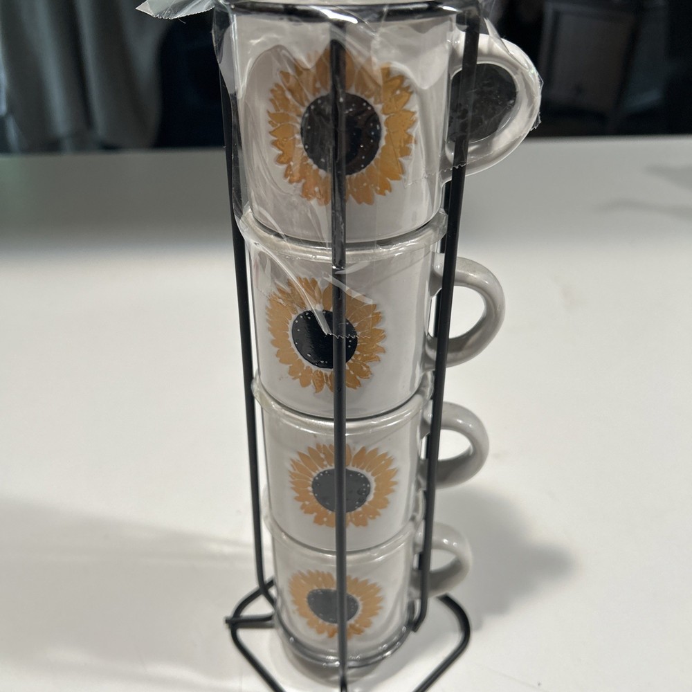 Cheery Sunflower Espresso Cup set In Rack
