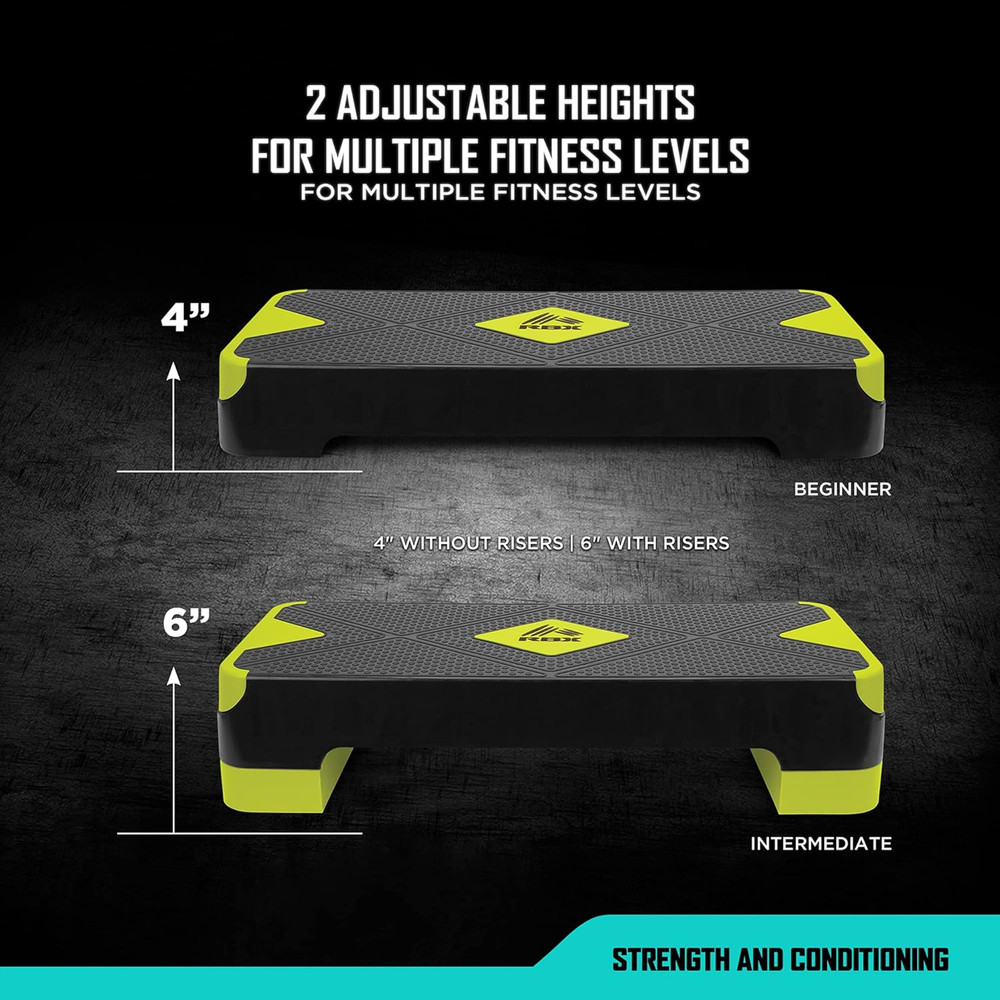 Aerobic Step Platform with Non-Slip Textured Surface -2-Level Adjustable Stepper