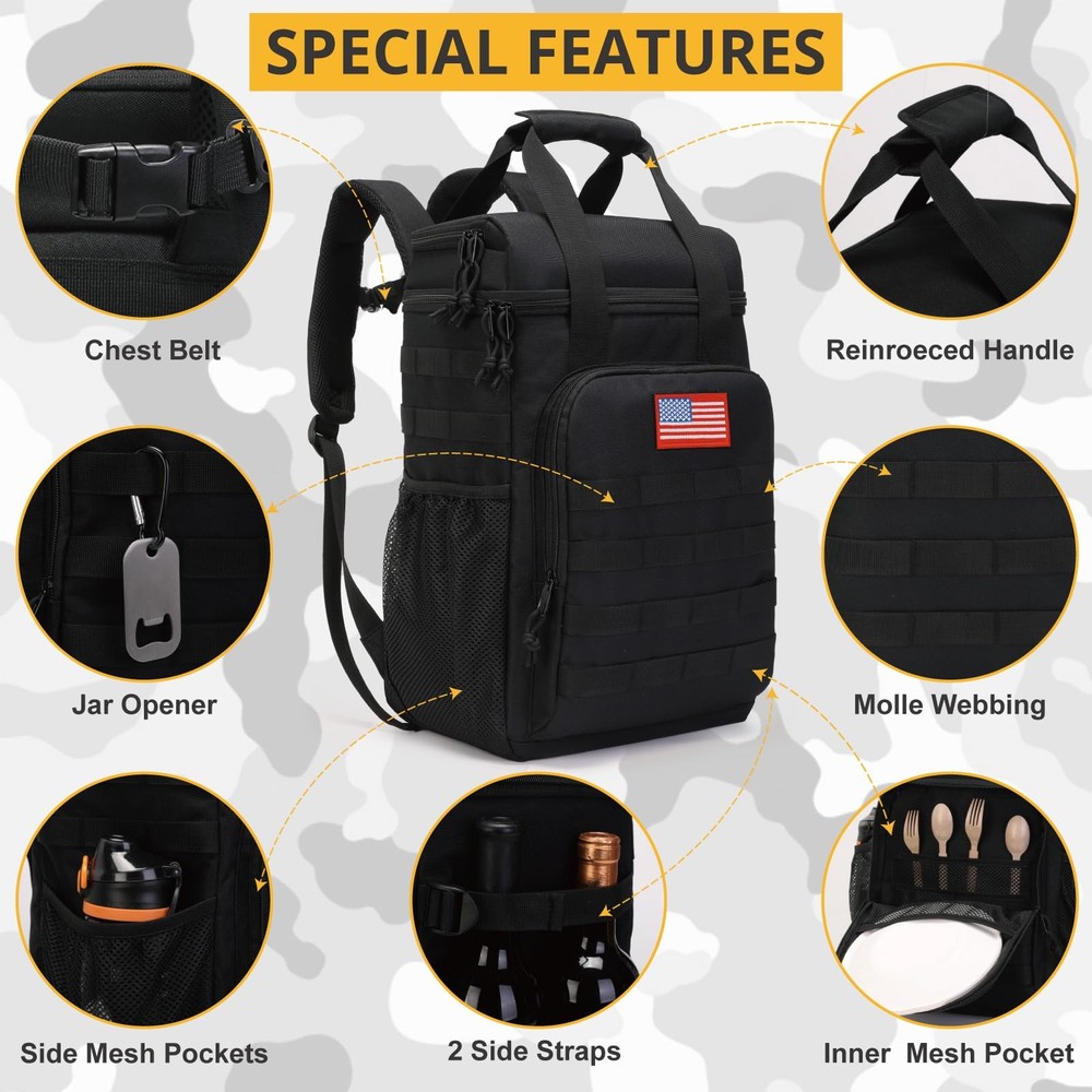 Tactical Backpack Cooler,Lunch Backpacks for Men Work with Handle，Soft Cooler...
