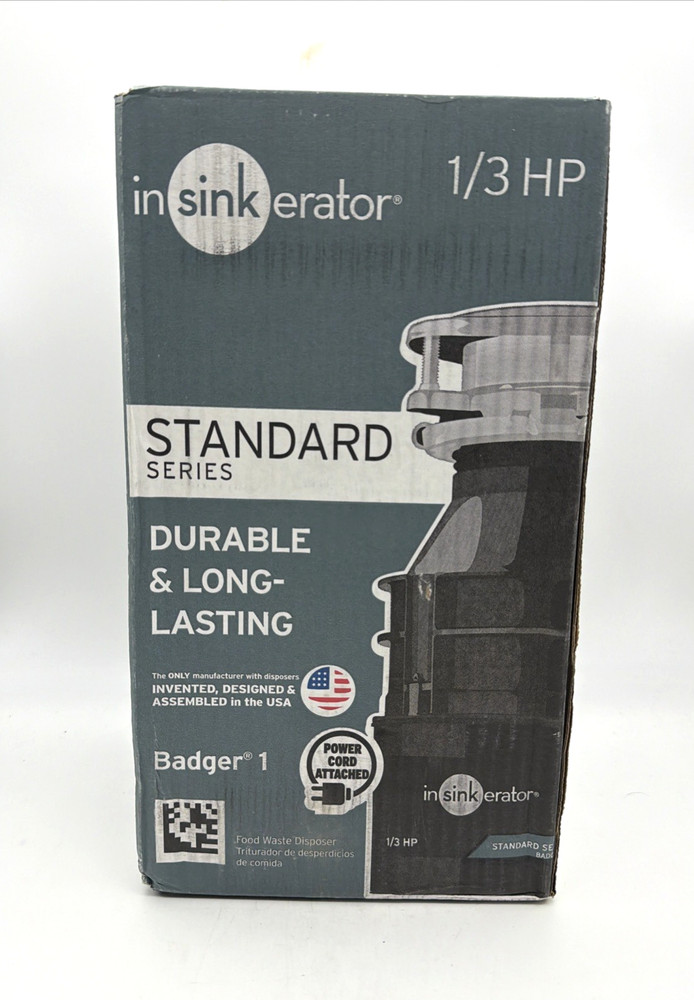 INSINKERATOR BADGER 1 1/3 HP GARBAGE DISPOSAL W/ CORD CONTINUOUS FEED NEW