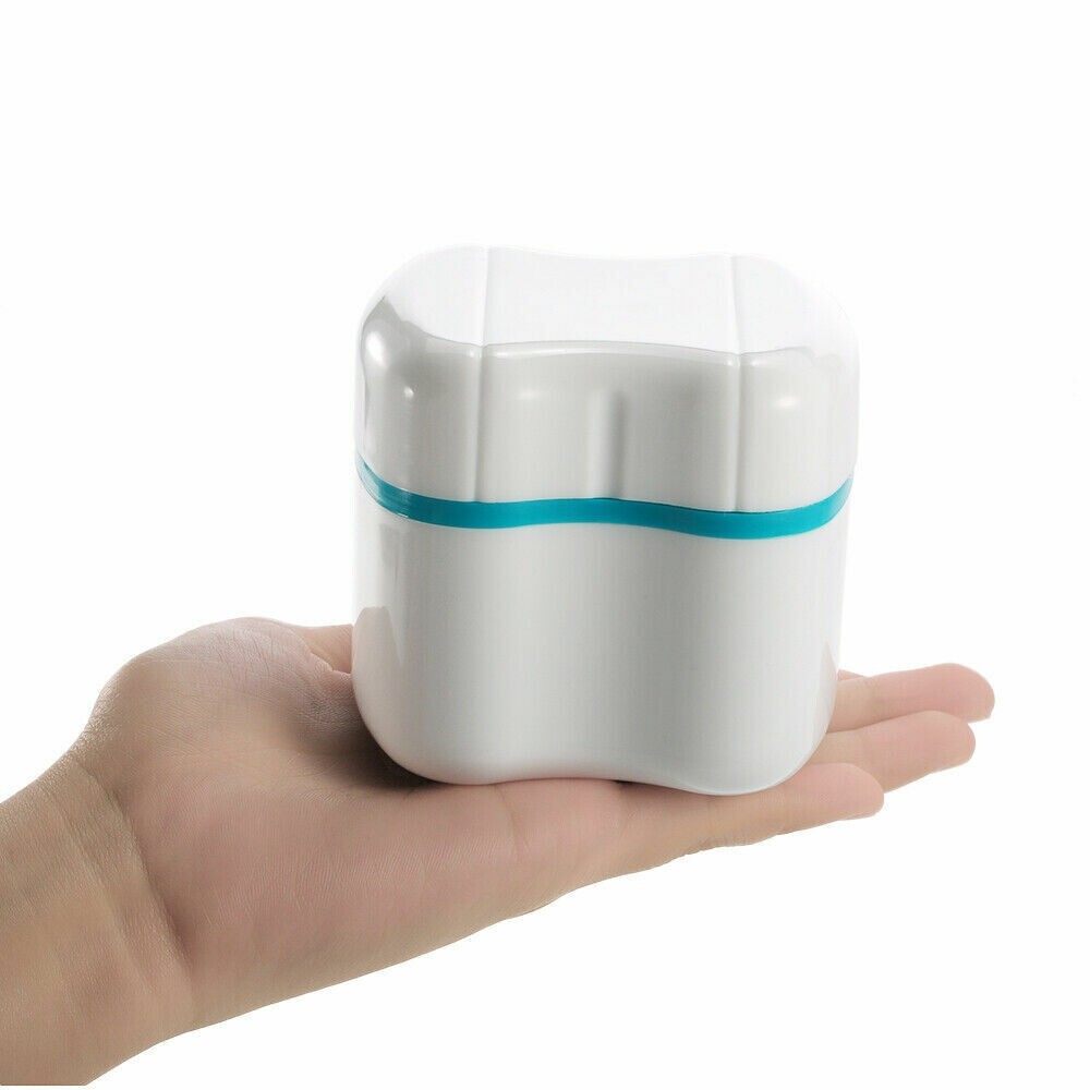 Dental Denture False Teeth Box Bath Appliance Case Rinsing Basket Container