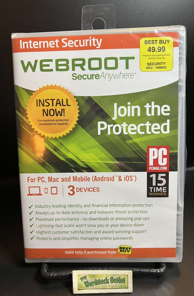 Webroot Secure Anywhere Internet Security 3 Devices for PC/MAC/Mobile NEW SEALED