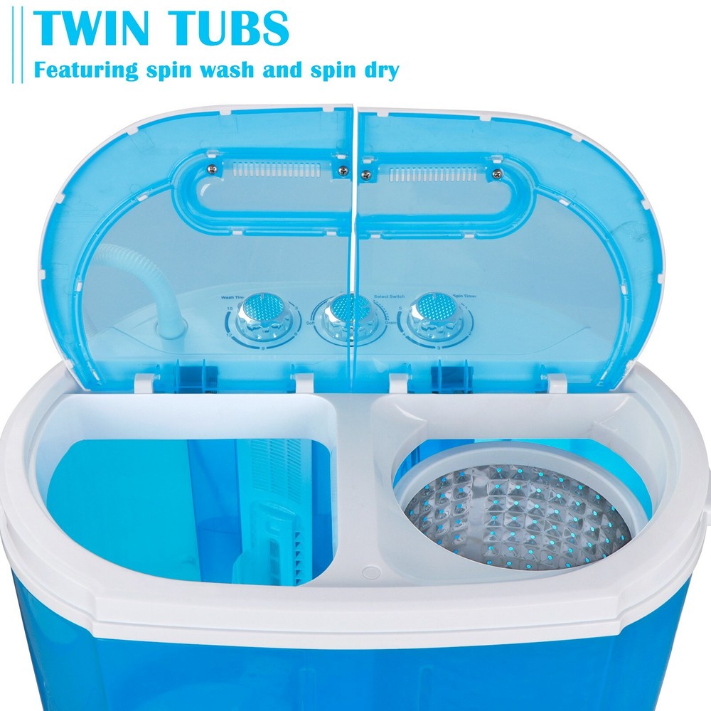 Compact Portable Twin Tub Washing Machine Top load 10lbs Washer Gravity Drain