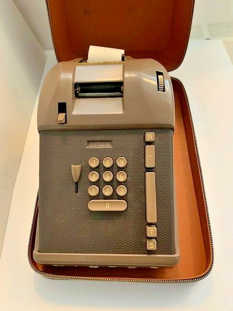 Vintage Victor Imperial 10 Key Push Button Adding Machine+Case/As-Is/Untested