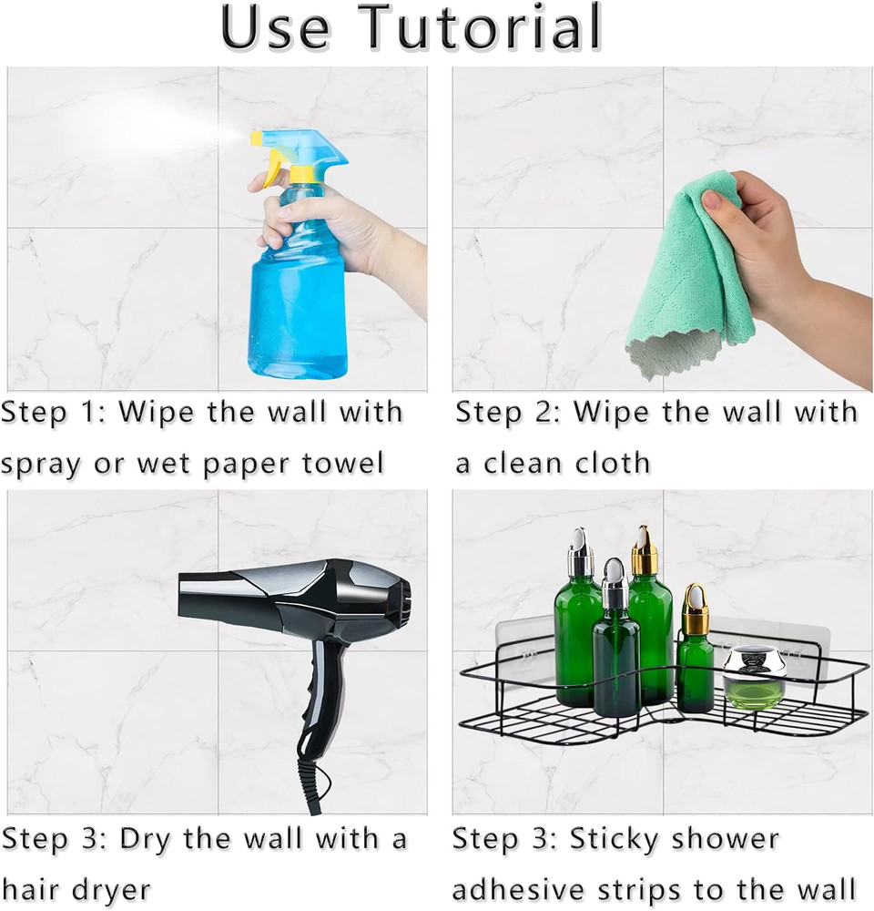 4 Pack Shower Caddy Adhesive for Replacement, Strong Transparent Adhesive for Sh