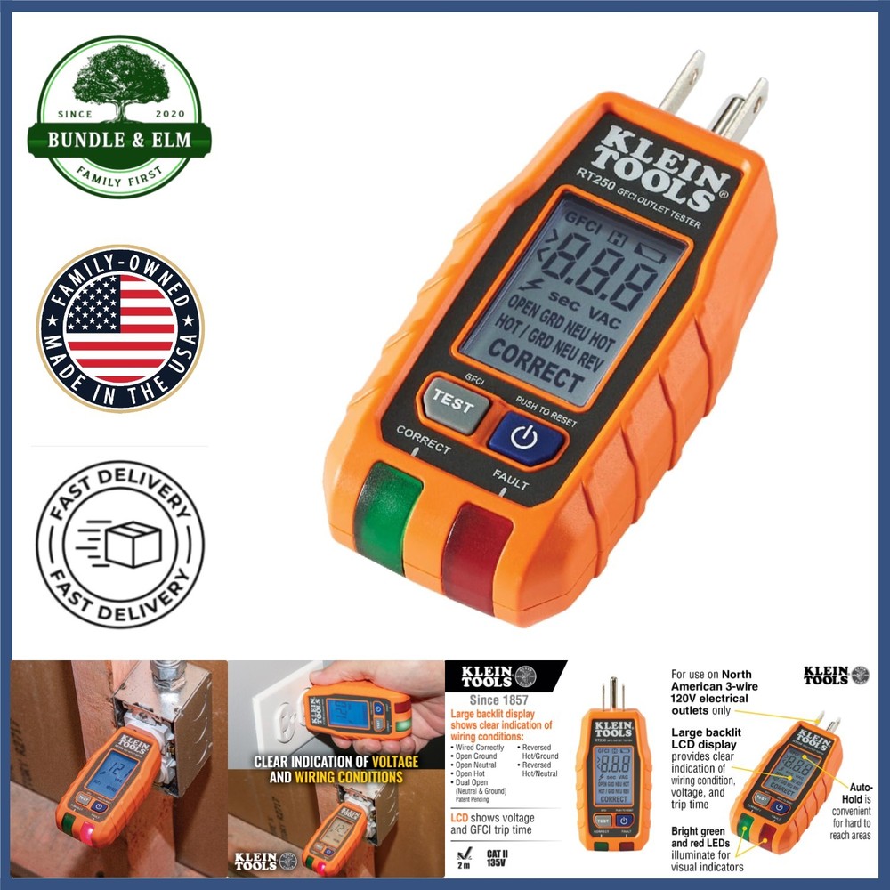 GFCI Tester with Clear LCD Readout for Quick Electrical Troubleshooting