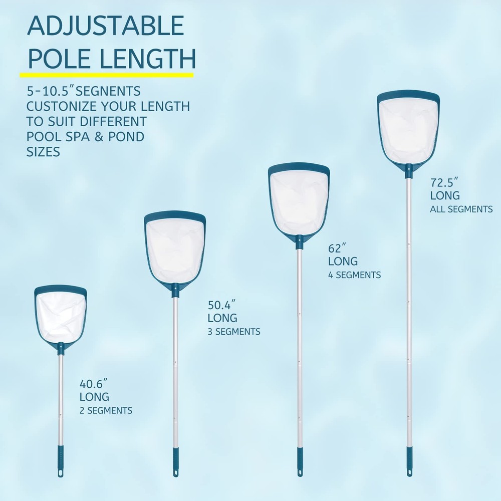 Pool Leaf Net Skimmer Rake with Adjustable Aluminum Pole Mesh