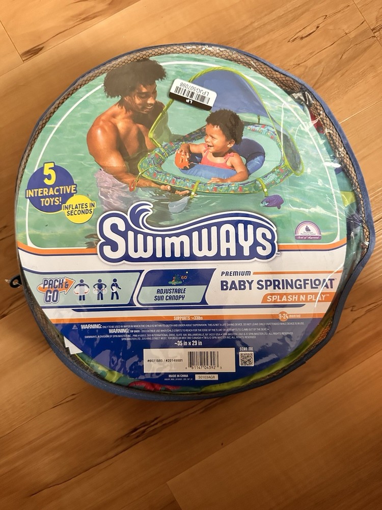 SwimWays Premium Baby SpringFloat Splash N Play Canopy & Interactive Toys