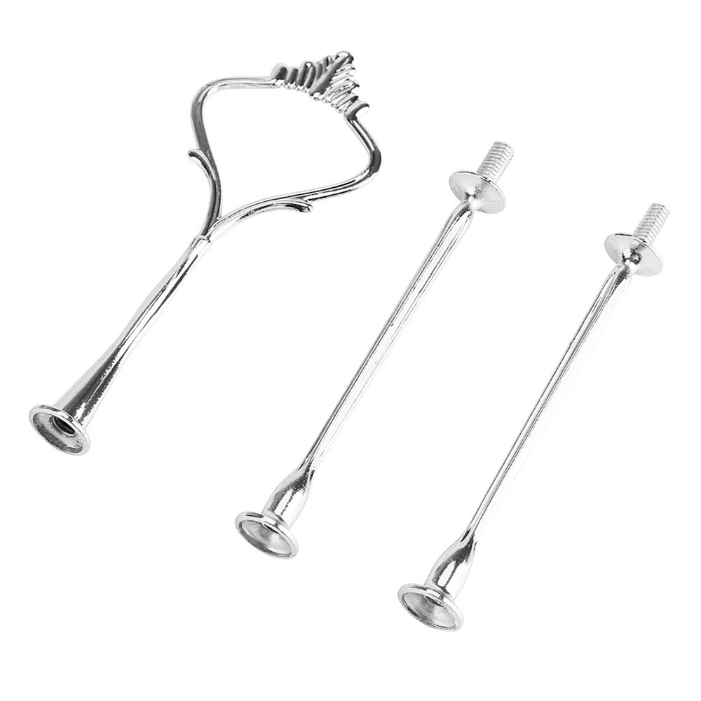 (3tiers Crown Silver)Multi Tiers Cake Tray Stand Handle Fruit Plate Hardware WT