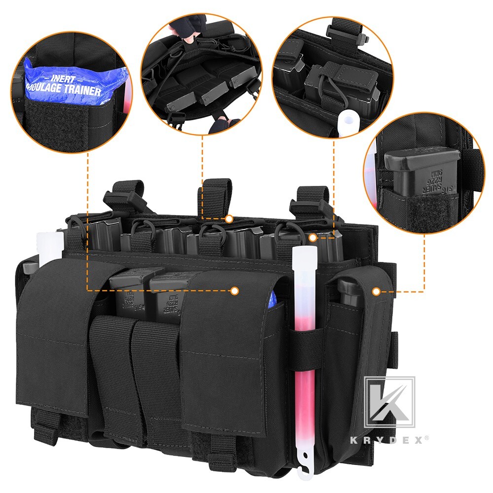 KRYDEX Tactical MF IV Placard Magazine Pouch Front Panel for Plate Carrier Black