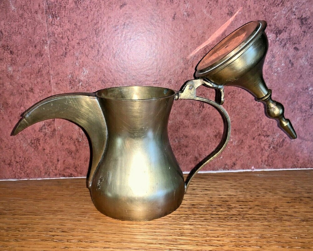 Antique Brass Coffee Pot Islamic Arabic Middle Eastern 8"
