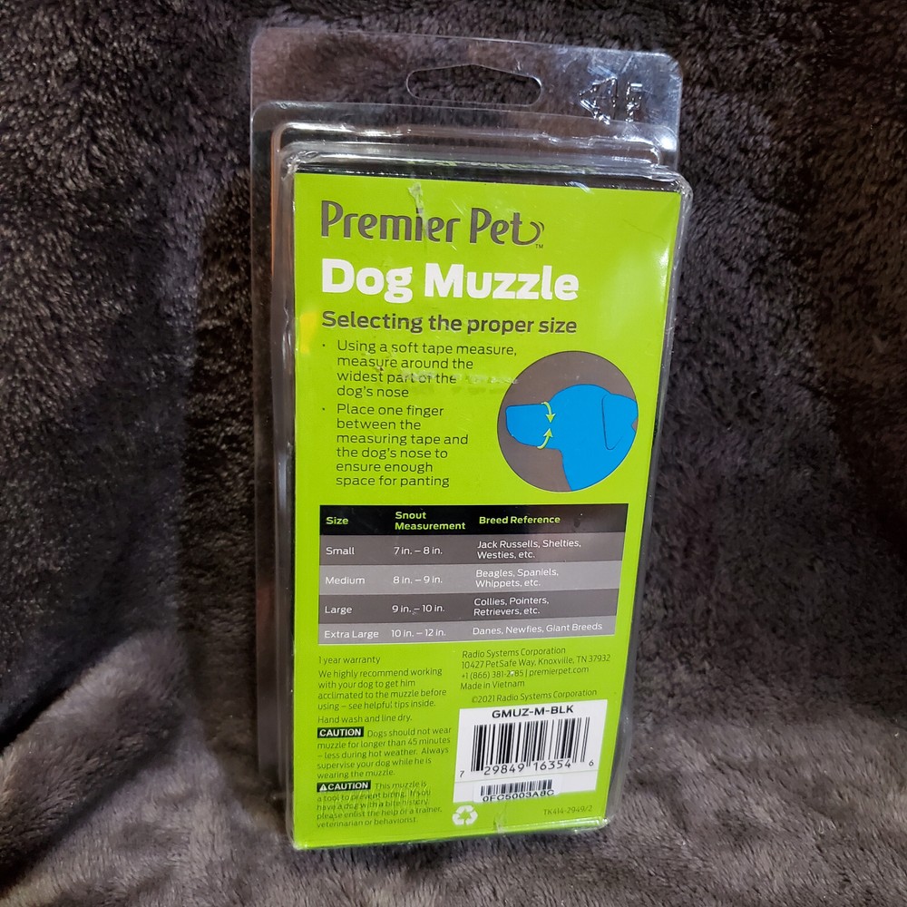 Premier Pet Dog Muzzle Size Medium For Sizes 8-9"