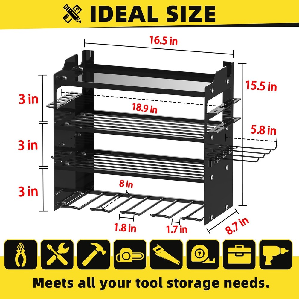 Power Tool Organizer Wall Mount with 4-Drill Holders-400Lbs Load Heavy Duty M...