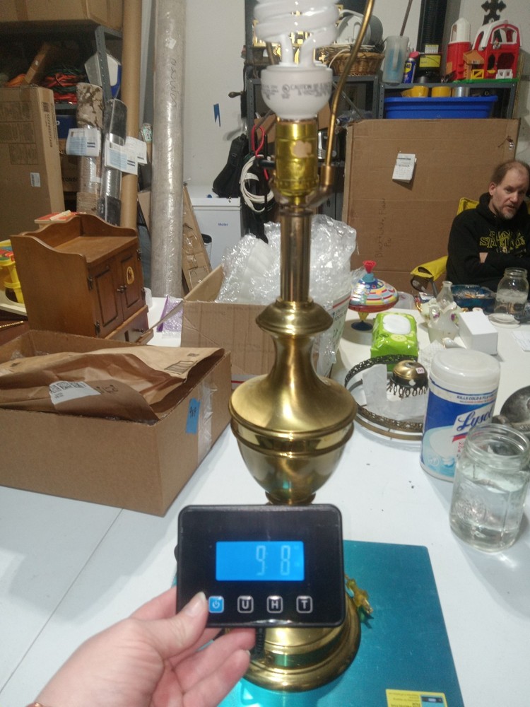 31"H solid brass lamp vintage electric tall heavy