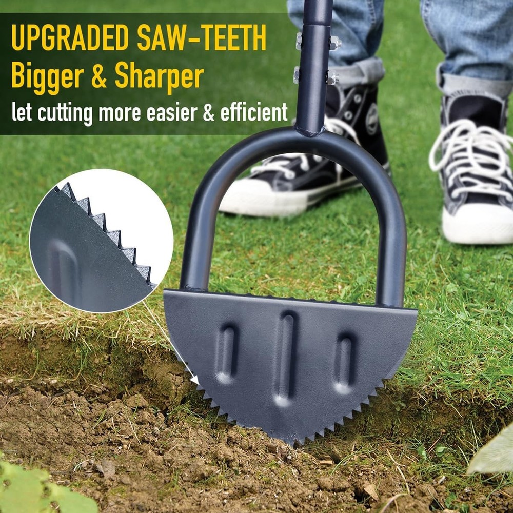 Long Handled Step Edger Saw-Tooth Half Moon Sidewalk Grass Edger Tool 38"