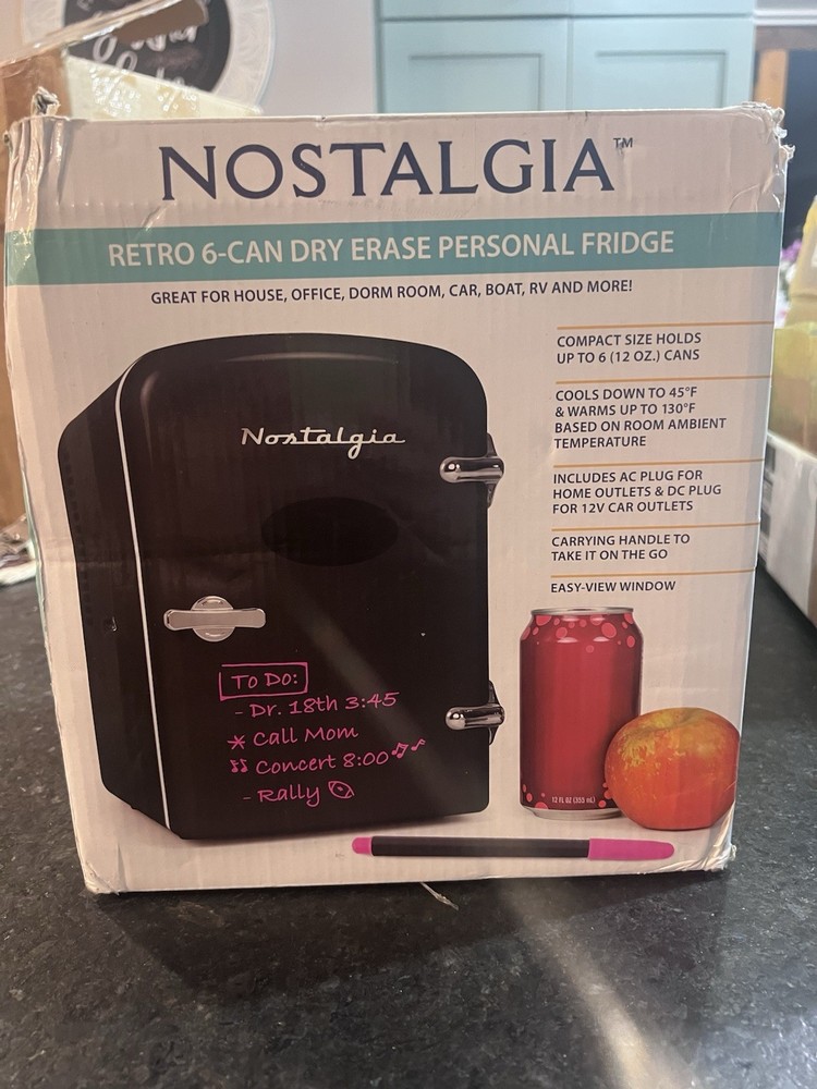 Nostalgia Electrics Retro 6-Can Personal Refrigerator Black