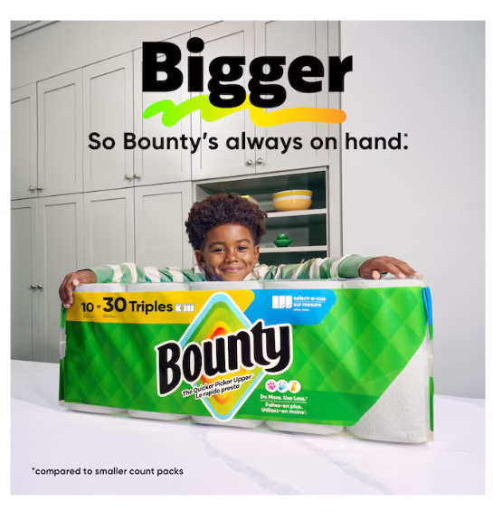 Bounty Select-A-Size Paper Towels 4 Double Plus Rolls White 2X Absorbent