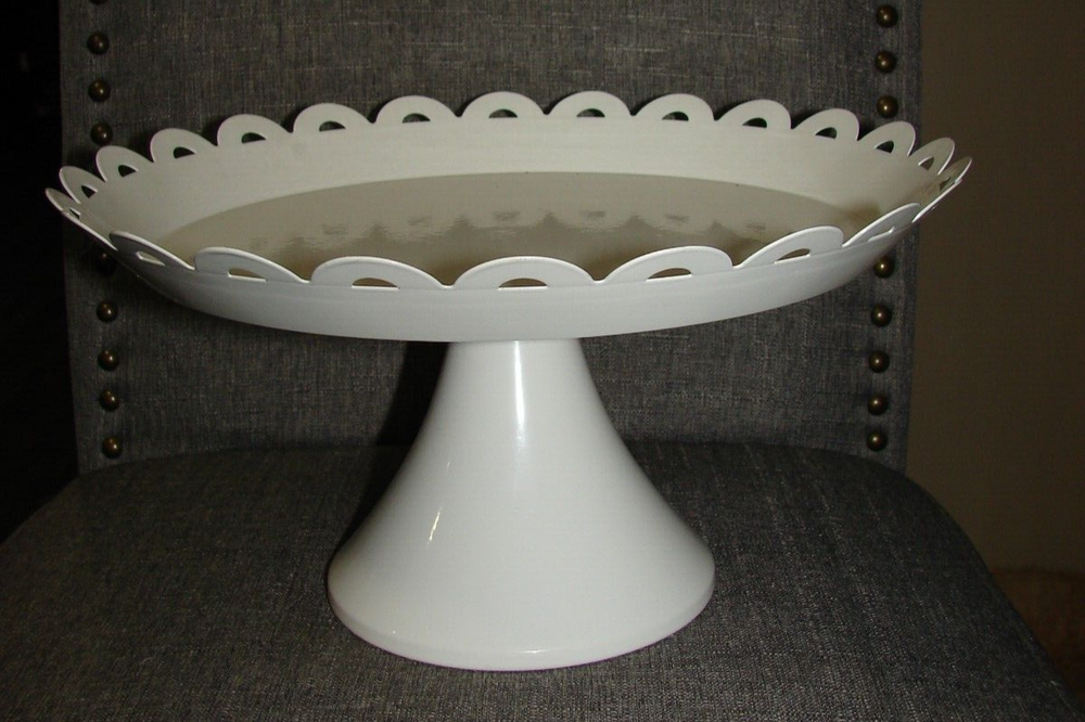 Spritz Cake Stand White Metal Pedestal 12" x 6"