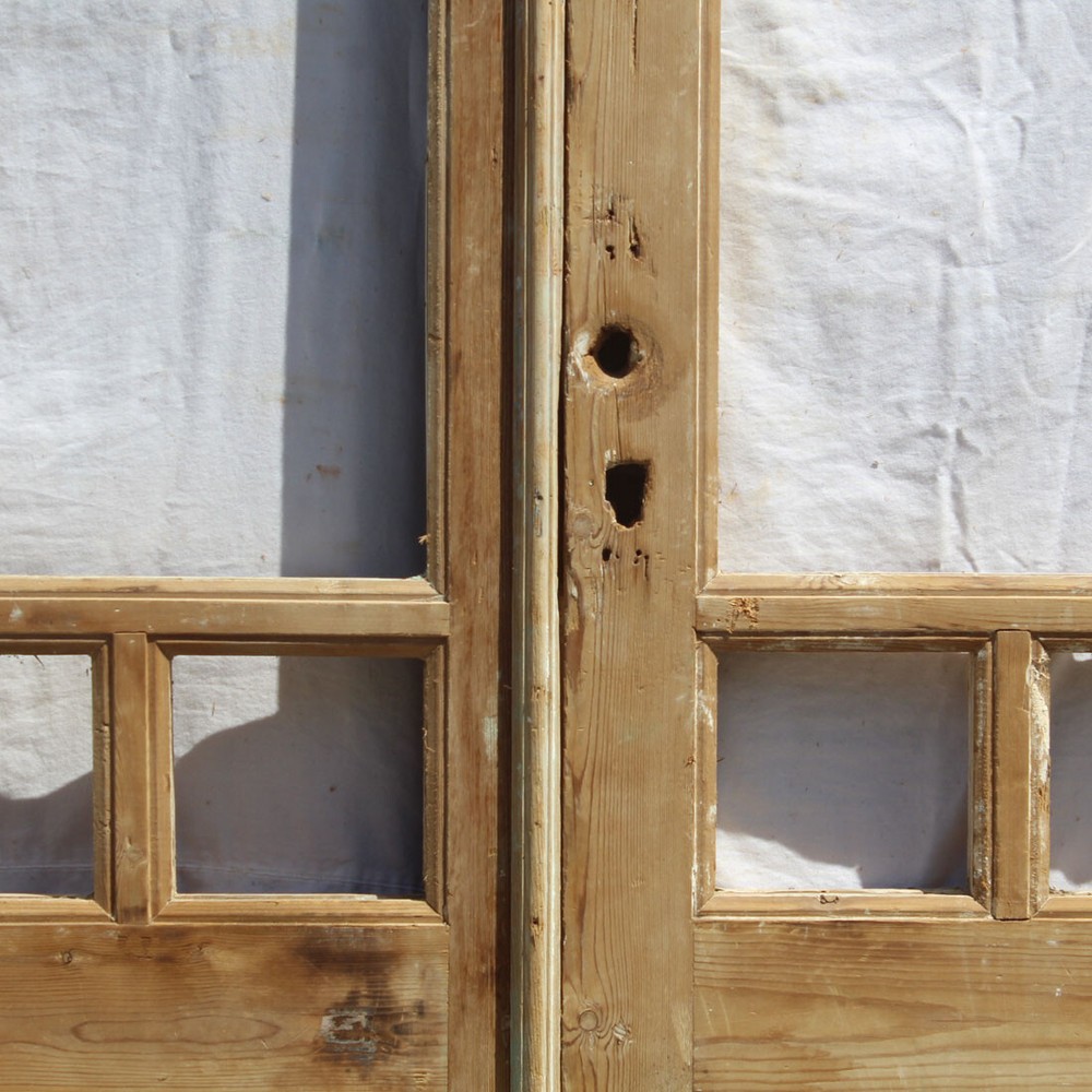 Antique 42” Double Doors with Gothic Arch Windows, NED2380
