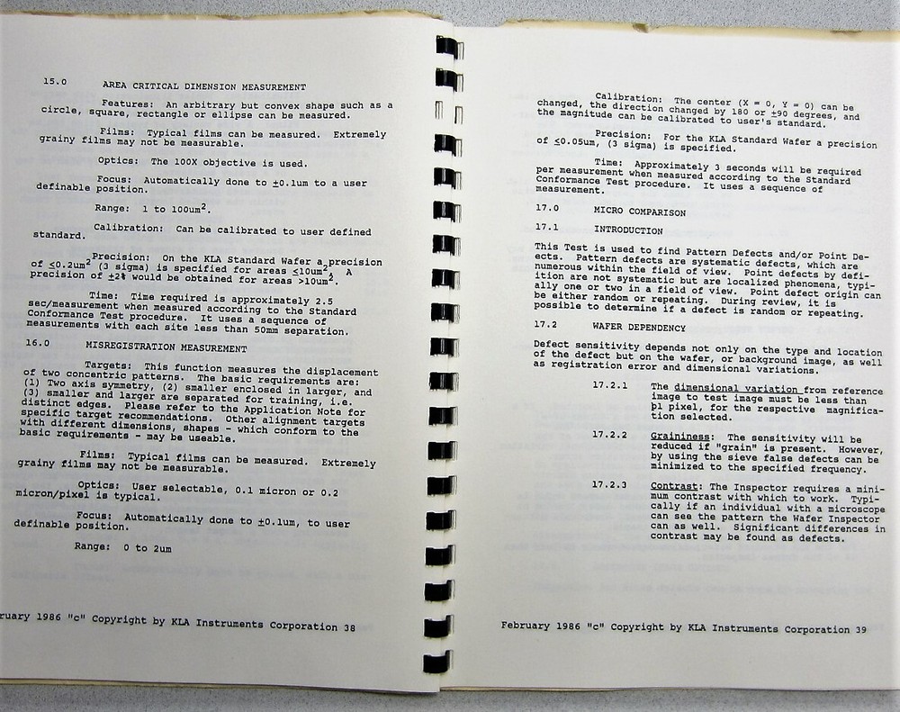 KLA 2020 Wafer Inspector System Description & Specification Feb 1986 Edition
